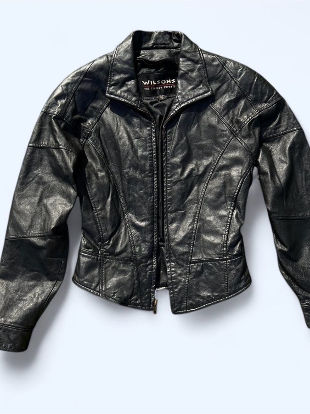 Wilson Black Fitted Leather Zip-Front Jacket